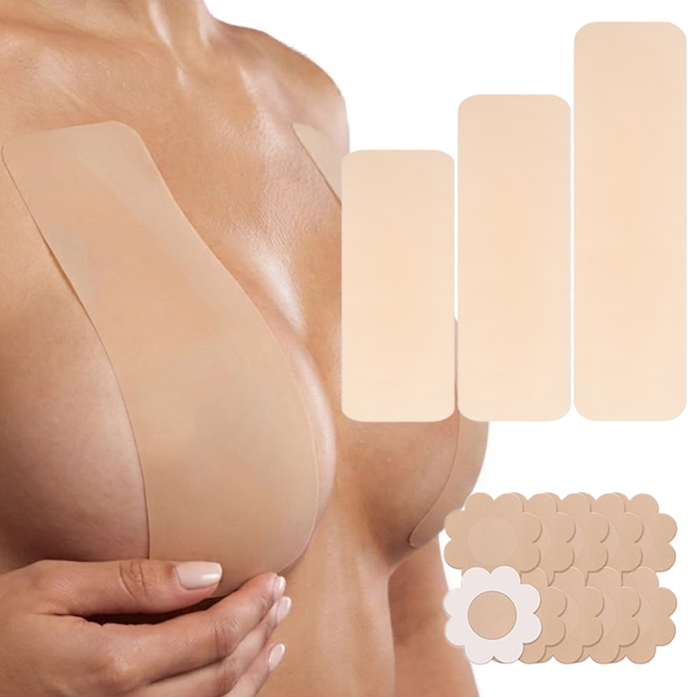 Silicone Bra Adhesive - 6Pcs Precut Silicone Boob Tape Reusable
