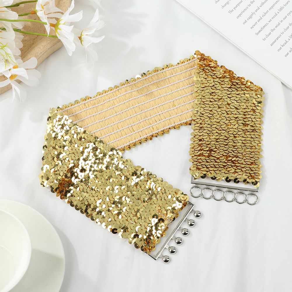 Corset Waist Cinch - Fashion Cinch Stretch Sequin Wide Elastic