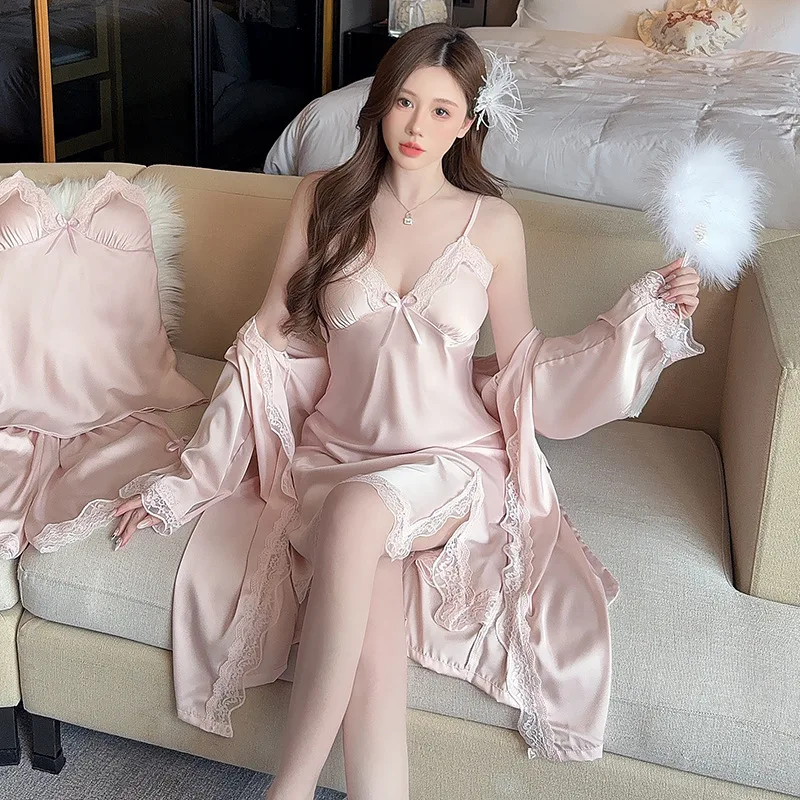 Robe Silk Women - Luxury Ice Silk Camisole Nightgown For