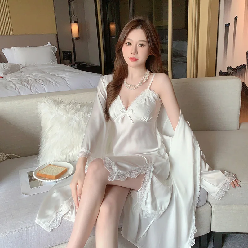 Luxury Ice Silk Camisole Night - đánh giá và giá Robe Silk Women