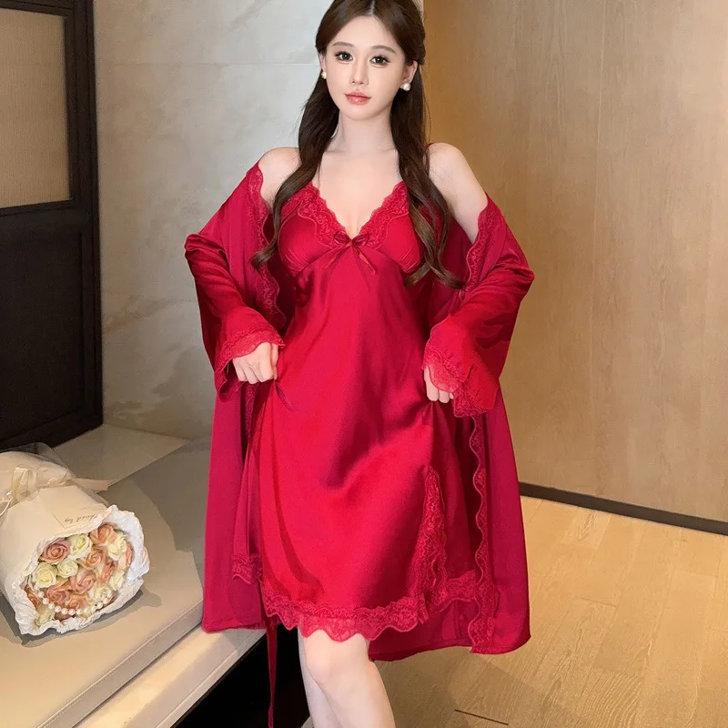 Luxury Ice Silk Camisole Night - đánh giá và giá Robe Silk Women