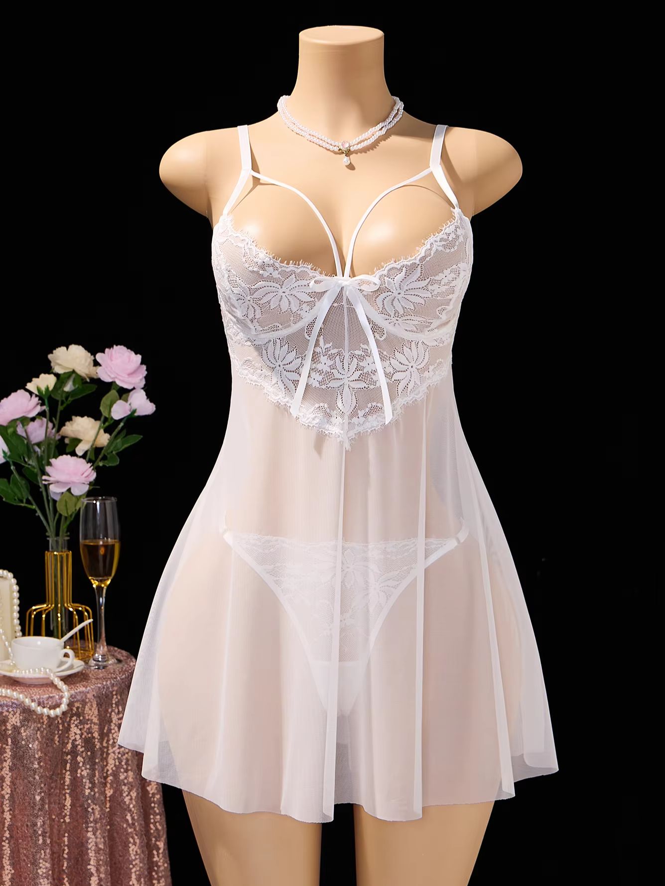 Women White Lace Babydoll Ling - đánh giá và giá Babydoll Chemise Night