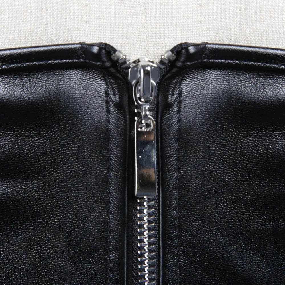 Black Short Zipper PU Faux Lea - đánh giá và giá Corset Waist Cinch